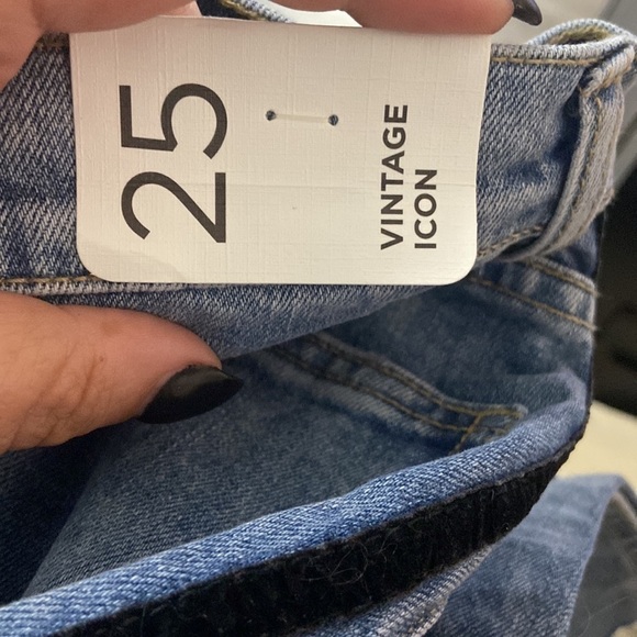 NEW Pacsun Sz 25 Vintage Icon High rise Jean Tuxedo Stripe Frayed Hem - Picture 5 of 8